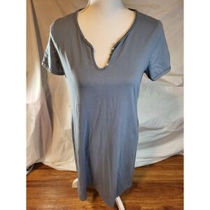 J Jill Summers Edge T Shirt Dress Steel Blue  S/S Size S